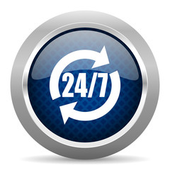 service blue circle glossy web icon on white background, round button for internet and mobile app