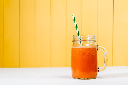 Carrot Juice In Masons Jar