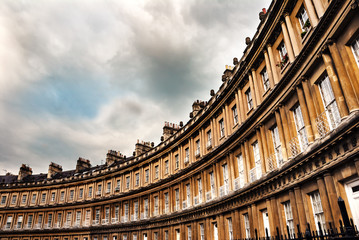 The Circus, famous circular Royal Crescent building in Bath, Somerset, England.