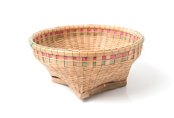 bamboo basket isolated on white