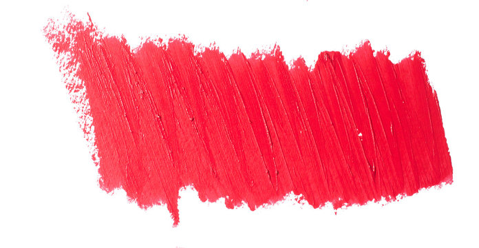 close up of red  lipstick texture isolated