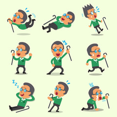 Cartoon an old man character poses