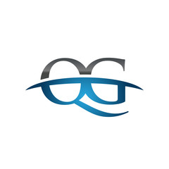 QG initial company swoosh logo blue