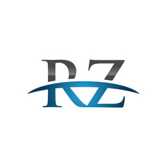 RZ initial company swoosh logo blue