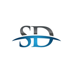 SD initial company swoosh logo blue
