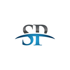 SP initial company swoosh logo blue