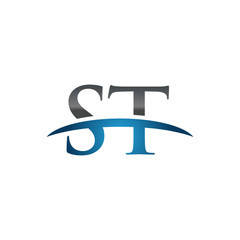 ST initial company swoosh logo blue