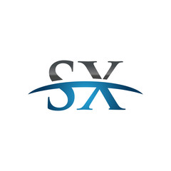 SX initial company swoosh logo blue