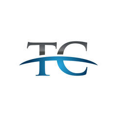 TC initial company swoosh logo blue