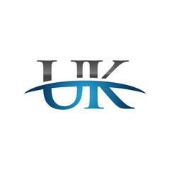 UK initial company swoosh logo blue