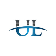 UL initial company swoosh logo blue