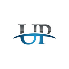 UP initial company swoosh logo blue