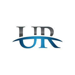 UR initial company swoosh logo blue