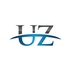 UZ initial company swoosh logo blue