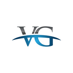 VG initial company swoosh logo blue