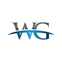 WG initial company swoosh logo blue