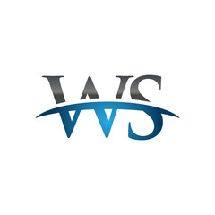 WS initial company swoosh logo blue