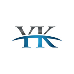 YK initial company swoosh logo blue