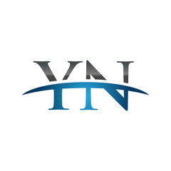 YN initial company swoosh logo blue - obrazy, fototapety, plakaty