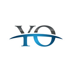 YO initial company swoosh logo blue