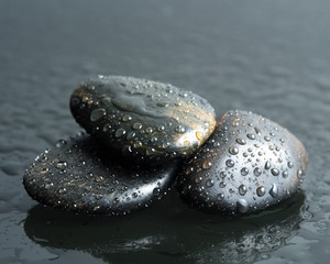Black stone and water drop