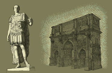 Illustration with view of Rome
