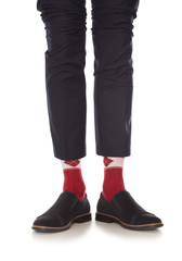 Man leg in red socks