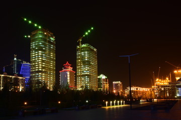 Obraz na płótnie Canvas Night view in Astana, capital of Kazakstan