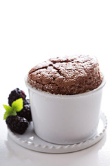 Chocolate souffle with thick glaze