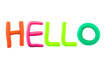 hello,clay on white background