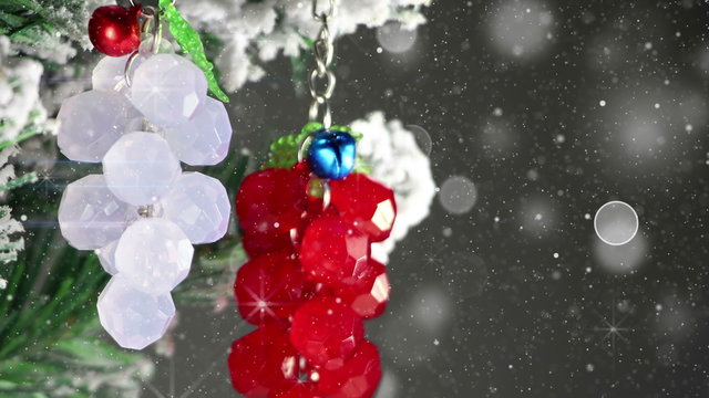 bunch of berries christmas tree decoration close-up loop 4k (4096x2304)
