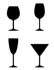 isolated wine glass set