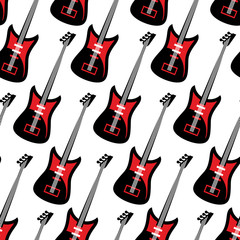 Guitar seamless pattern. Electric guitar repeating background. T
