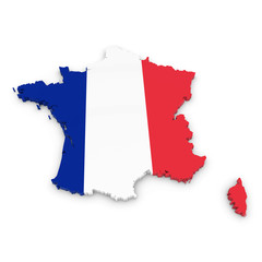 3D Outline of France textured with the French Flag