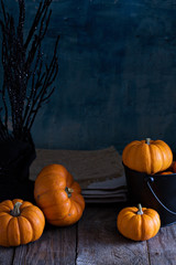 Little pumpkins on Halloween table