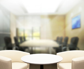 Table Top And Blur Office Background