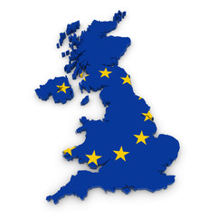 3D Outline of the United Kingdom textured with the European Union Flag
