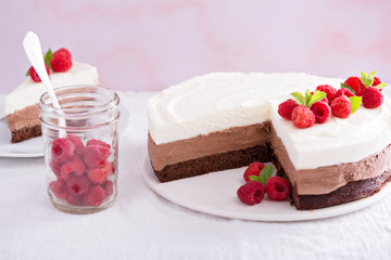 Three chocolate mousse cake
