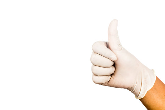 Hand In Surgical Latex Glove Gesture Thumbs Up Good