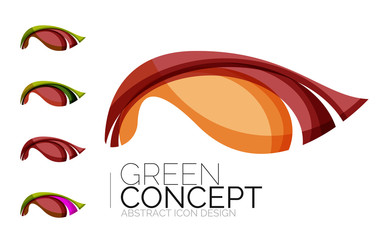 Set of abstract eco plant icons, business logotype nature green