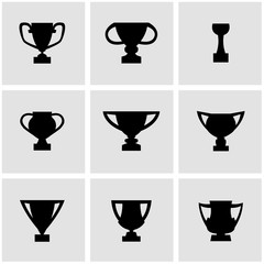 Vector black trophy icon set