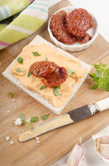 mediterranean soft cheese with dried tomato