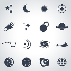 Vector black space icon set