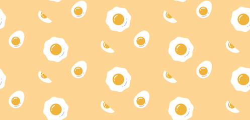 boiled egg and fried egg seamless pattern vector