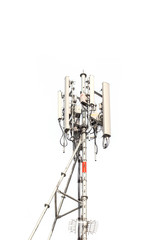 Fototapeta premium Cell phone tower on white background.