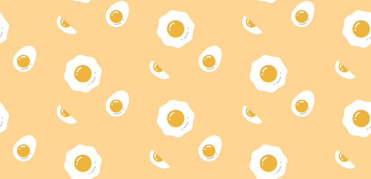 boiled egg and fried egg seamless pattern vector