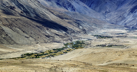 Fototapeta na wymiar Tangsey village, landscape of Leh, Ladakh, Jammu and Kashmir, India