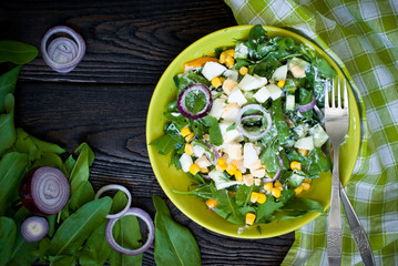 Fresh green salad with sorrel