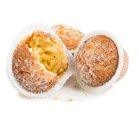 Muffins cheese isolated on white background