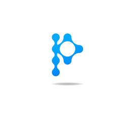 blue molecule logo initial letter p